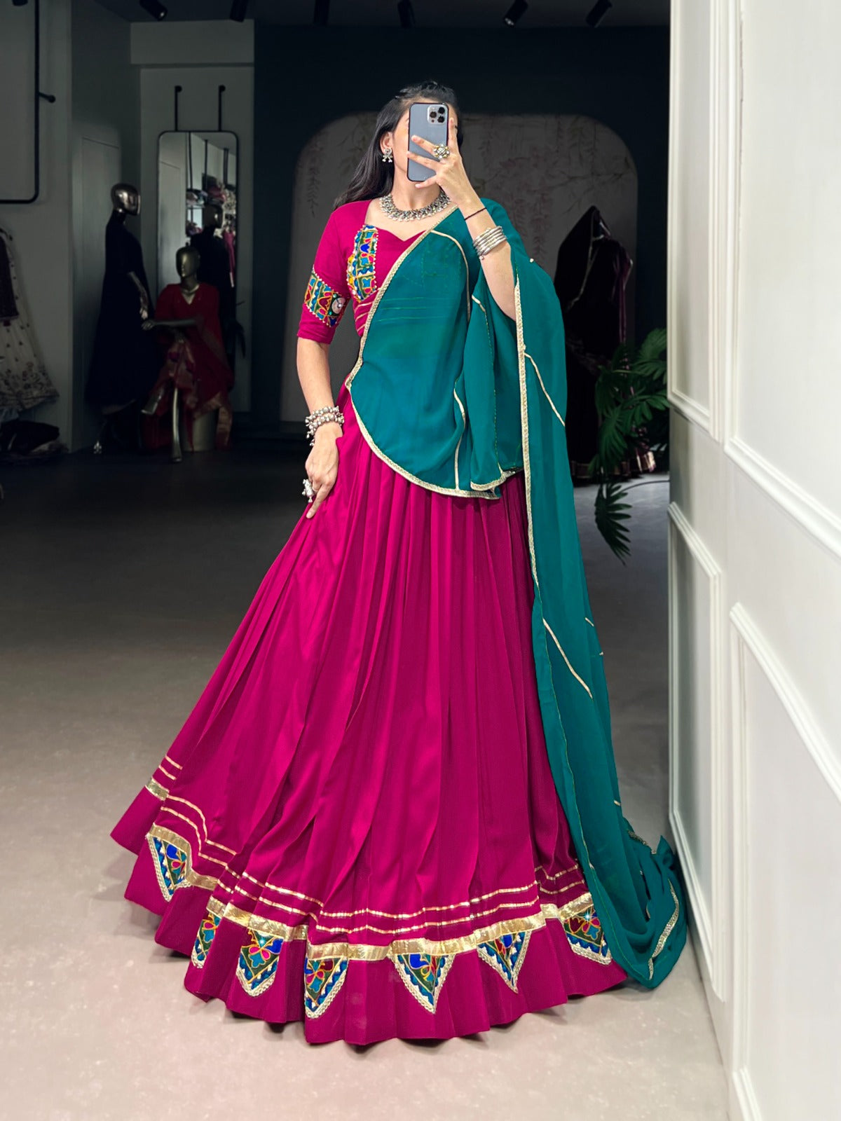 Navratri lehnga choli Gamthi work