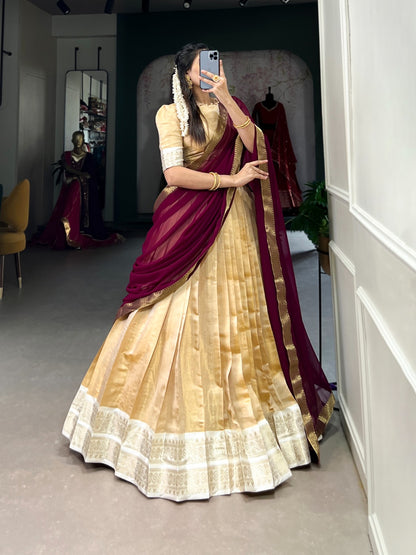 KANCHIPURAM LEHNGA DUPATTA BLOUSE