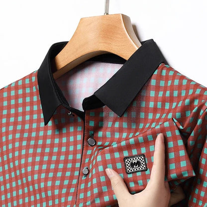 Gingham Contrast Polo T-Shirt