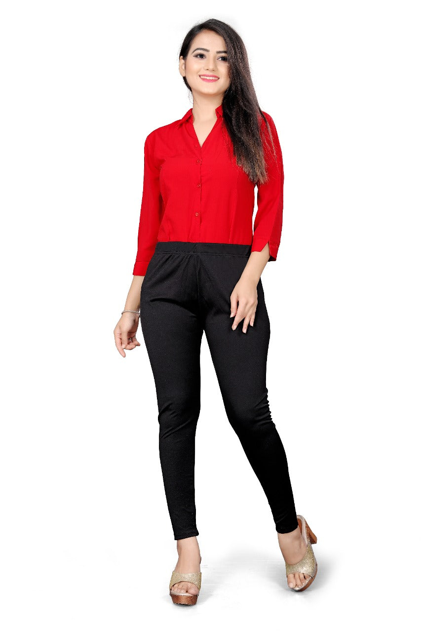 Effortless Style: Girls' Plain Stretchable Leggings for Casual Wear