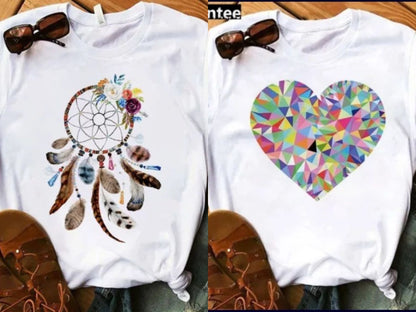 Timeless Elegance: Women's White T-Shirt with Stunning Digital Print