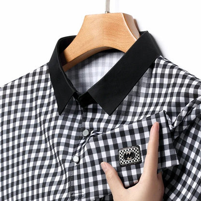 Gingham Contrast Polo T-Shirt