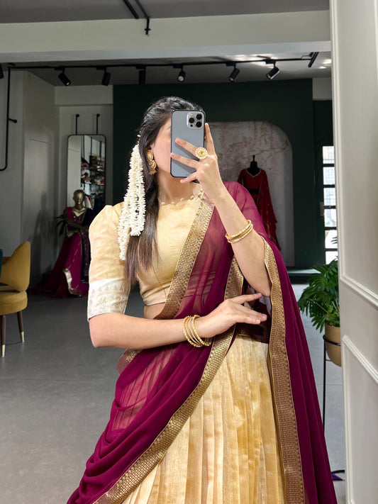 KANCHIPURAM LEHNGA DUPATTA BLOUSE