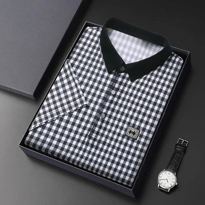 Gingham Contrast Polo T-Shirt