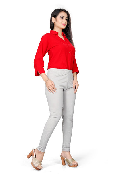 Effortless Style: Girls' Plain Stretchable Leggings for Casual Wear