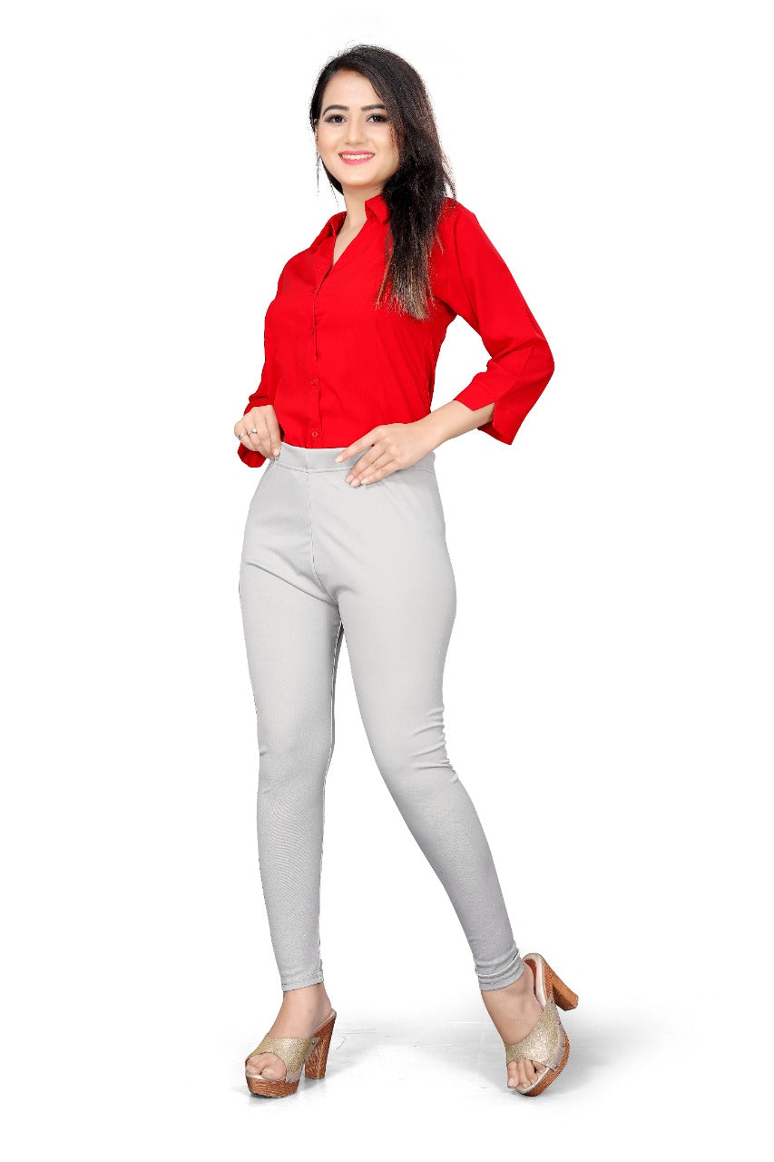 Effortless Style: Girls' Plain Stretchable Leggings for Casual Wear