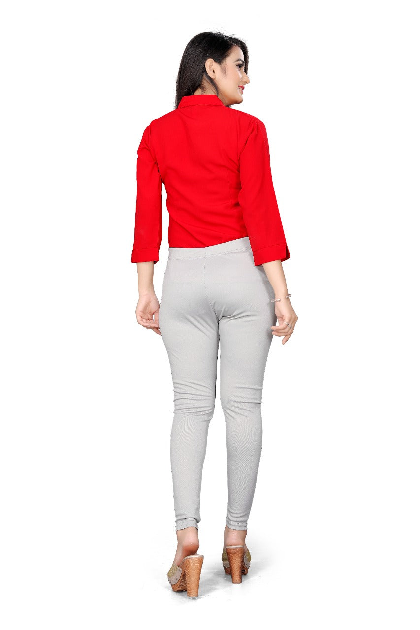 Effortless Style: Girls' Plain Stretchable Leggings for Casual Wear