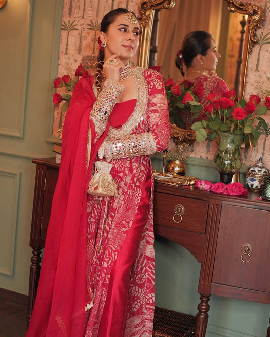 INDO WESTERN TOP BLOUSE DUPATTA