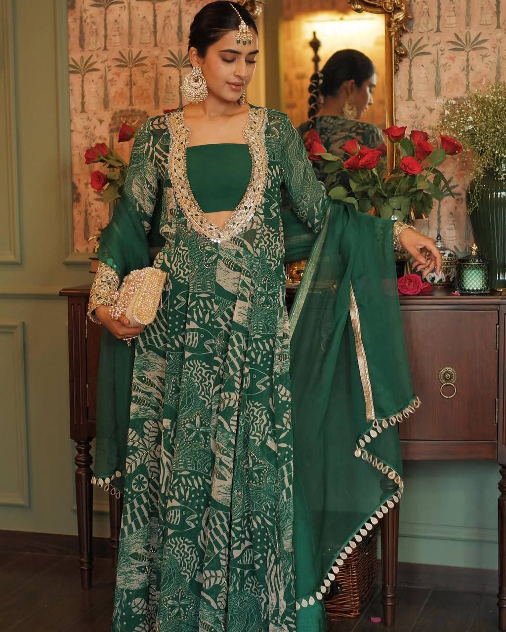 INDO WESTERN TOP BLOUSE DUPATTA