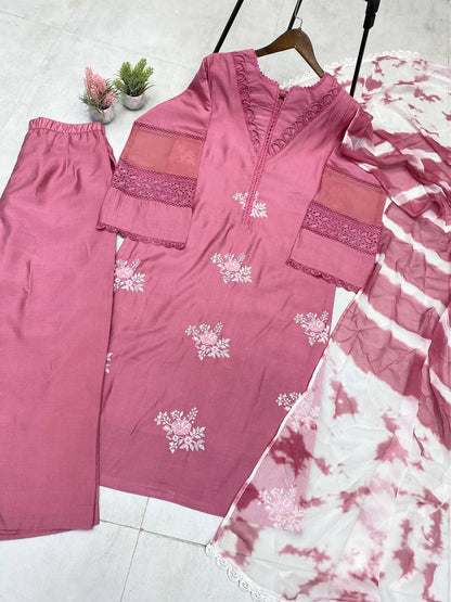 SUIT IN ROMAN TOP PANT WITH DUPATTA