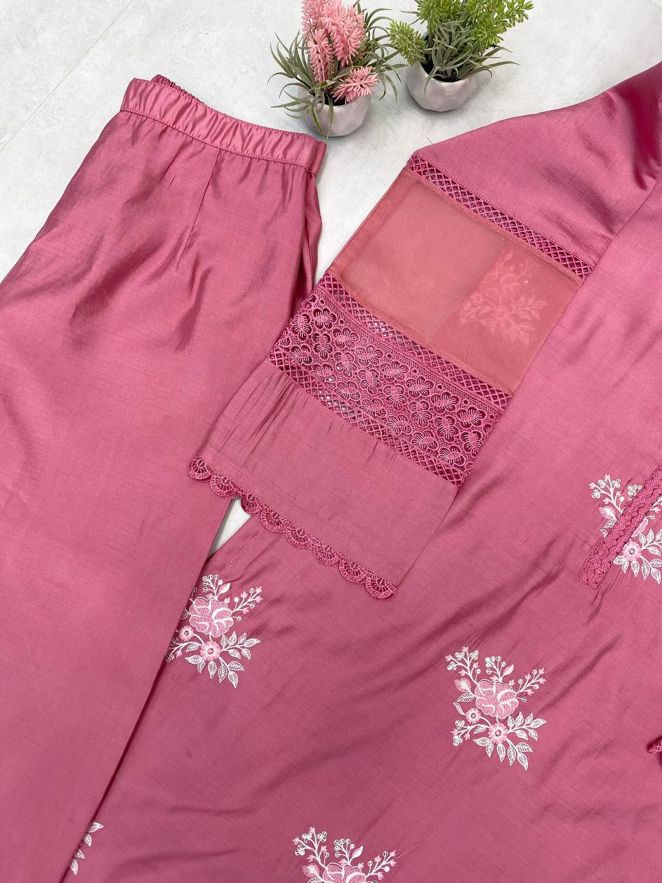 SUIT IN ROMAN TOP PANT WITH DUPATTA