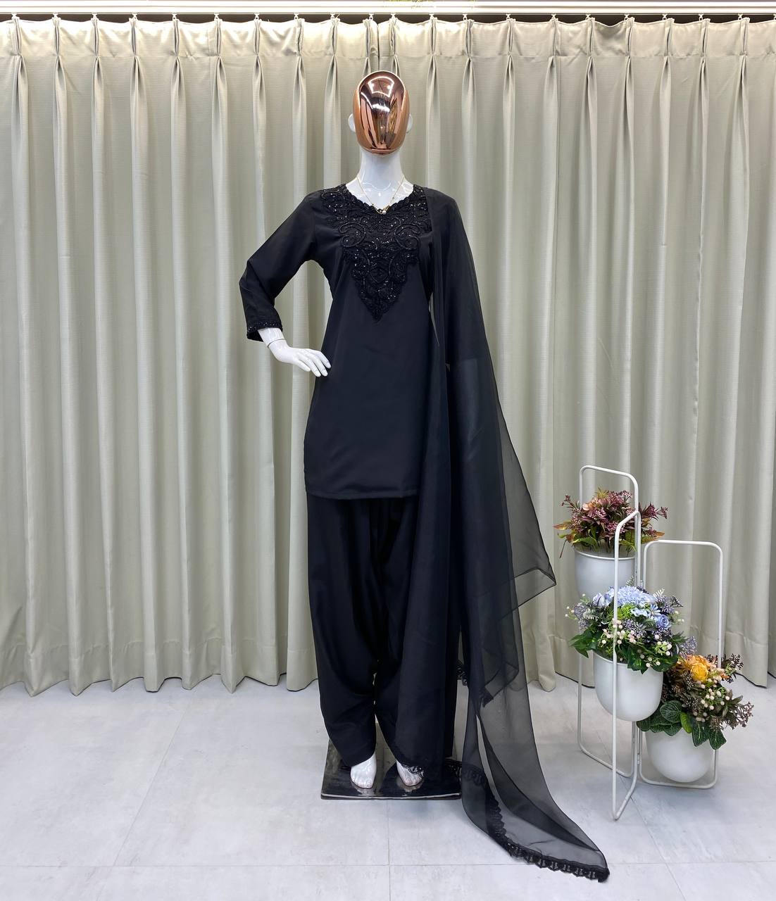 KURTI PLAIN SALWAR WITH  DUPATTA