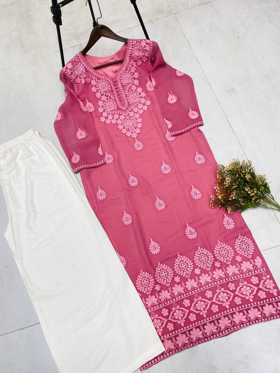 SUMMER  TOP WITH COTTON   PLAZO