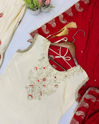 Elegance Sarara Suit in 3 Piece with Sequence Embroidery Work