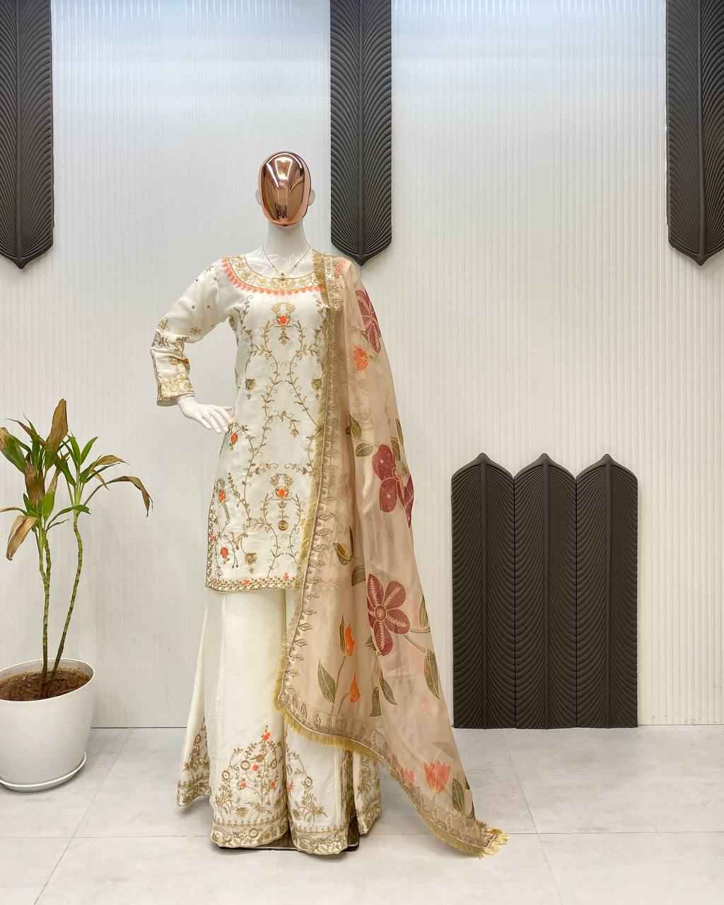 SUIT WITH PLAZZO AND DUPATTA