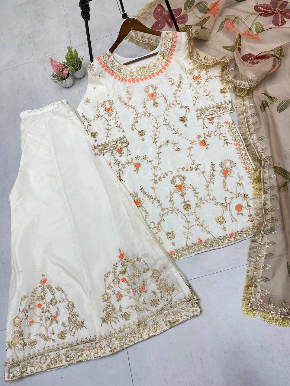 SUIT WITH PLAZZO AND DUPATTA
